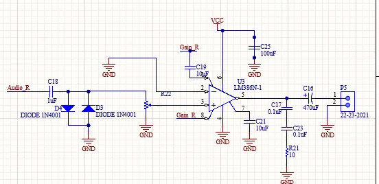 Right Audio Amplifier Circuit